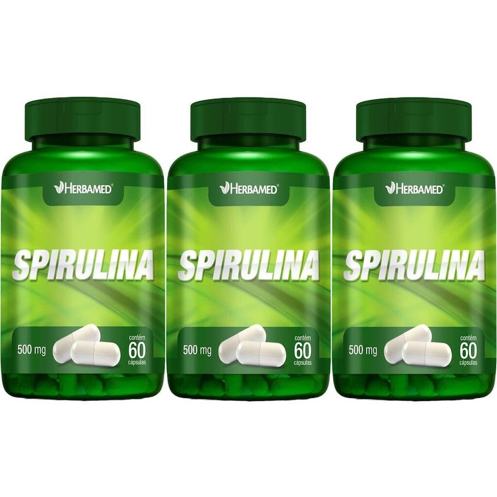 Kit 3X Spirulina - 60 Cápsulas - Herbamed