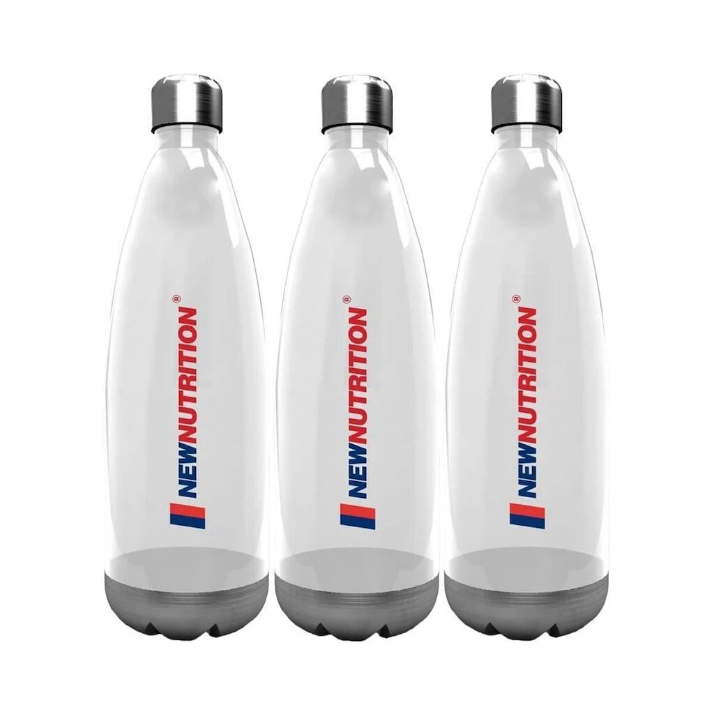 Kit 3X Squezze Plástica com Inox - 700ml Transparente - NewNutrition