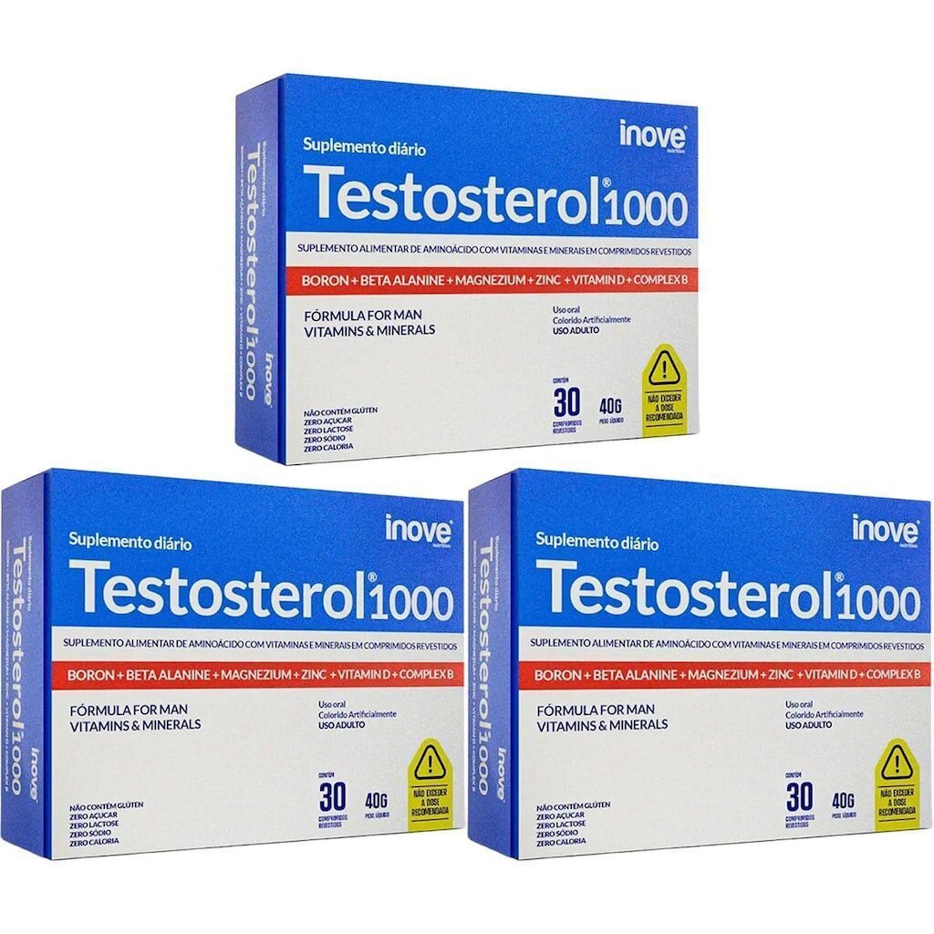 Kit 3X Testosterol 1000 - 30 Comprimidos - Inove Nutrition