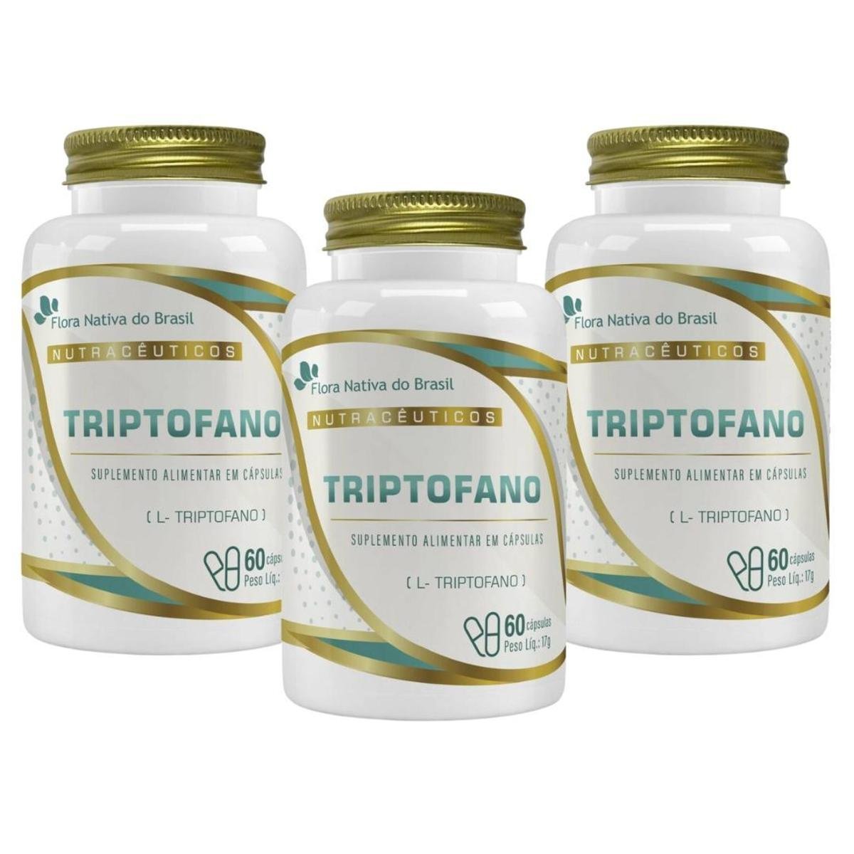 Kit 3x Triptofano (L-Triptofano) 60 Cápsulas 860mg Flora Nativa