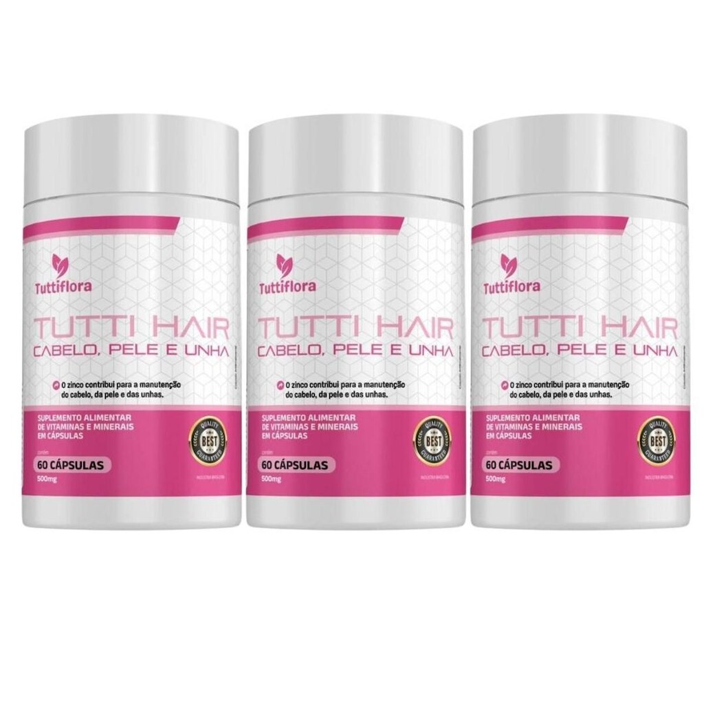 Kit 3x Tutti Hair, Cabelos e Unhas 60 Cápsulas Tuttiflora