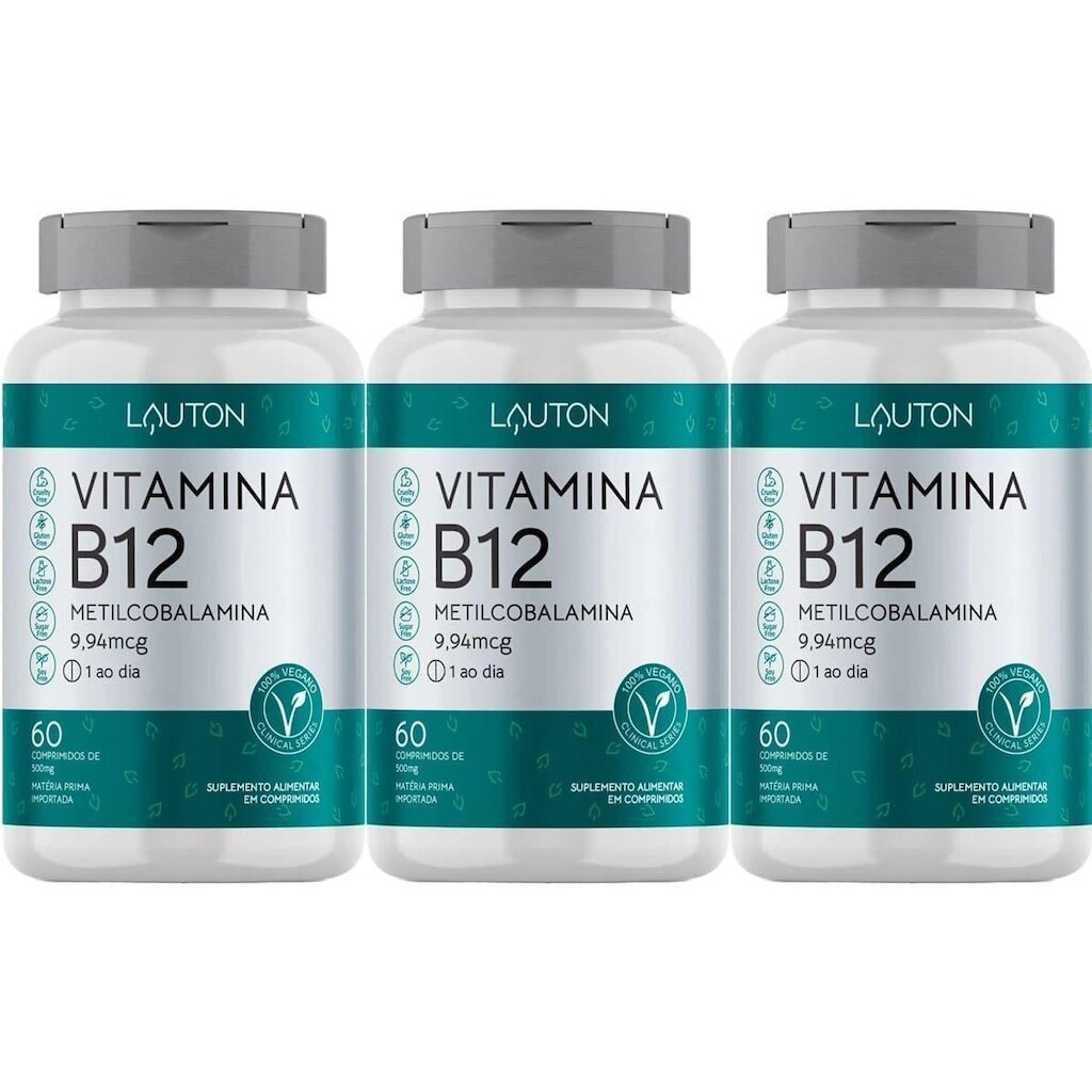 Kit 3X Vitamina B12 Metilcobalamina - 60 Comprimidos - Lauton Nutrition
