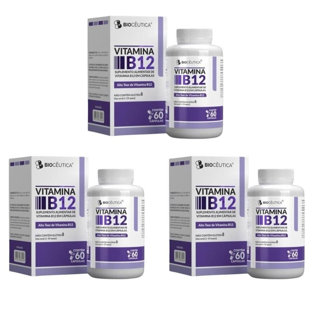 Kit 3x Vitamina B12 Metilcobalamina Biocêutica 60 Capsulas