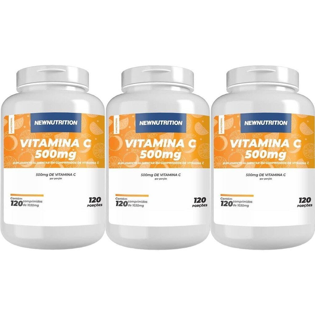 Kit 3X Vitamina C 500mg - 120 Comprimido - NewNutrition