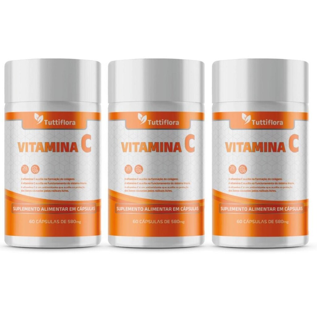 Kit 3x Vitamina C 580mg 60 Cápsulas TuttiFlora