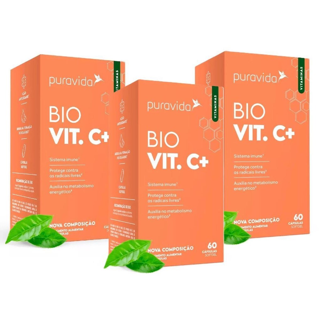 Kit 3x Vitamina C - Puravida 60 Cáps.
