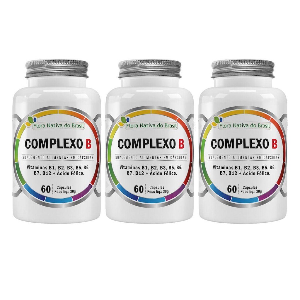 Kit 3x Vitamina Complexo B 60 Cápsulas 500mg Flora Nativa