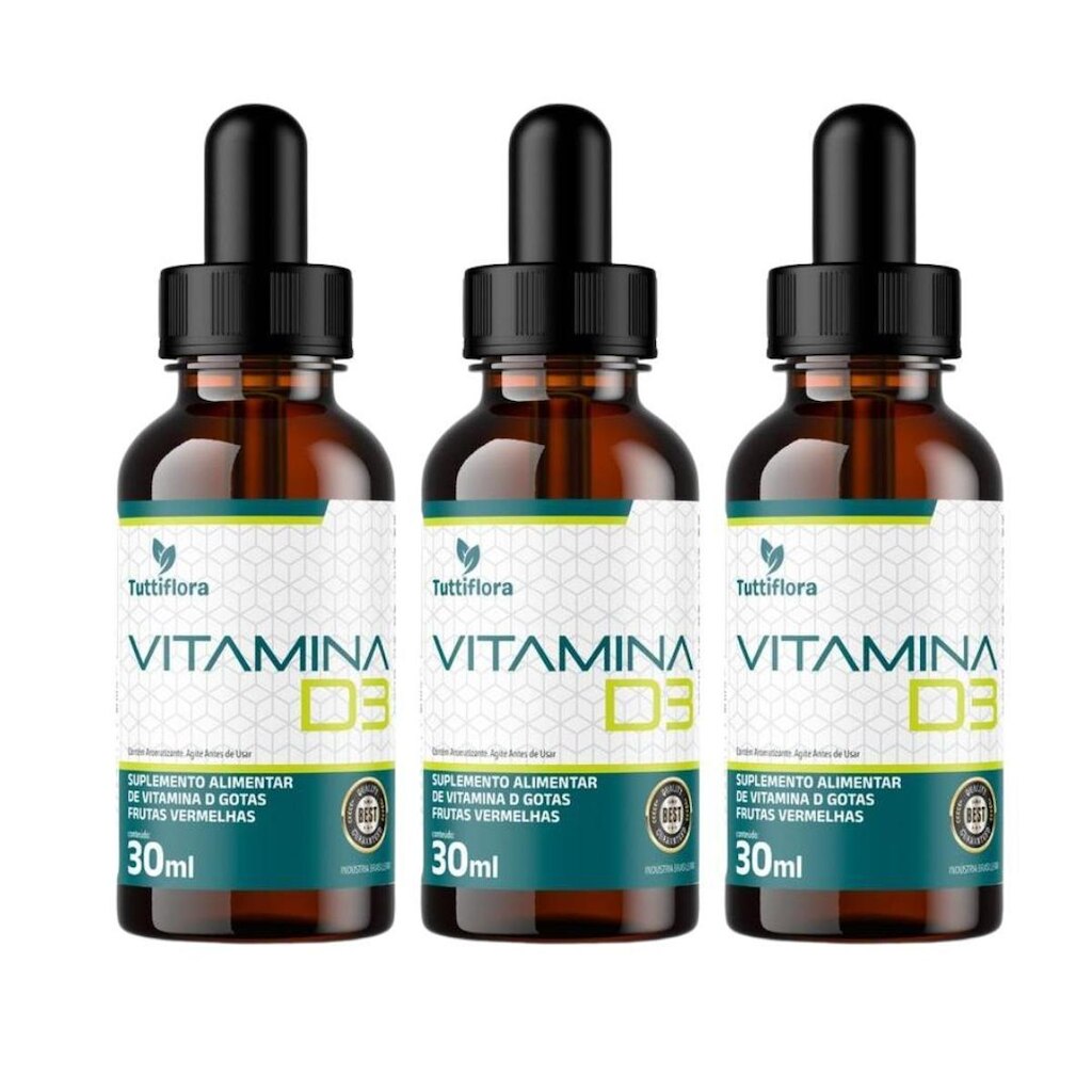 Kit 3x Vitamina D3 Sabor Laranja 30ml Tuttiflora