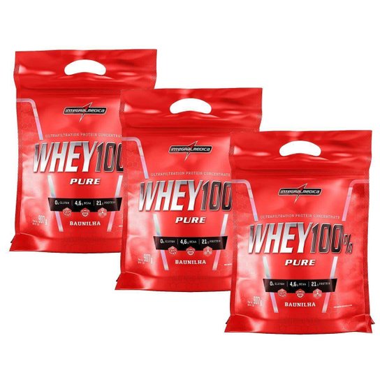 Kit 3X Whey 100% Pure - 907g Refil IntegralMédica Menor preço em Kit 3X Whey 100% Pure - 907g Refil IntegralMédica