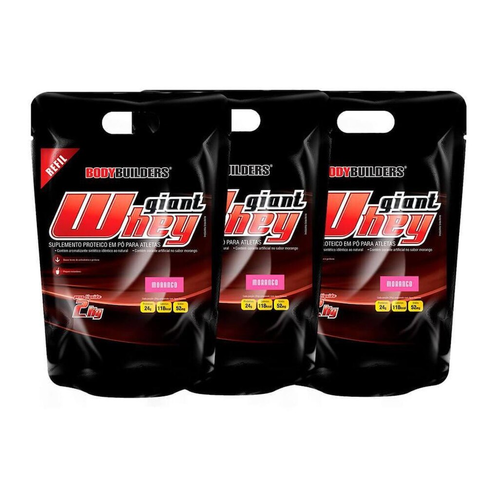 Kit 3x Whey Giant whey refil 2kg - Bodybuilders