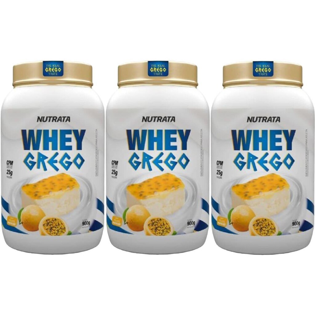 Kit 3X Whey Grego - 900g Mousse de Maracuja - Nutrata