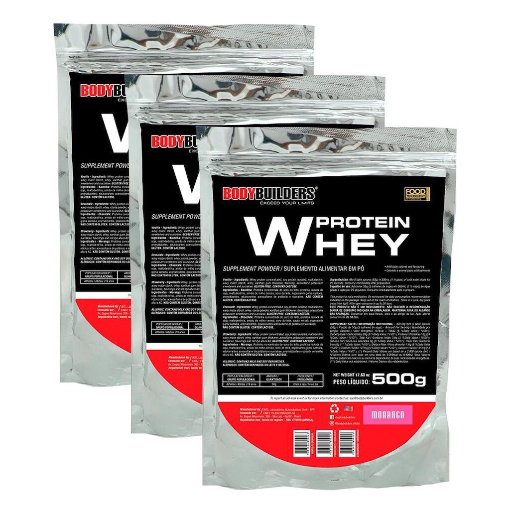 Kit - 3x Whey Protein 500g - Bodybuilders
