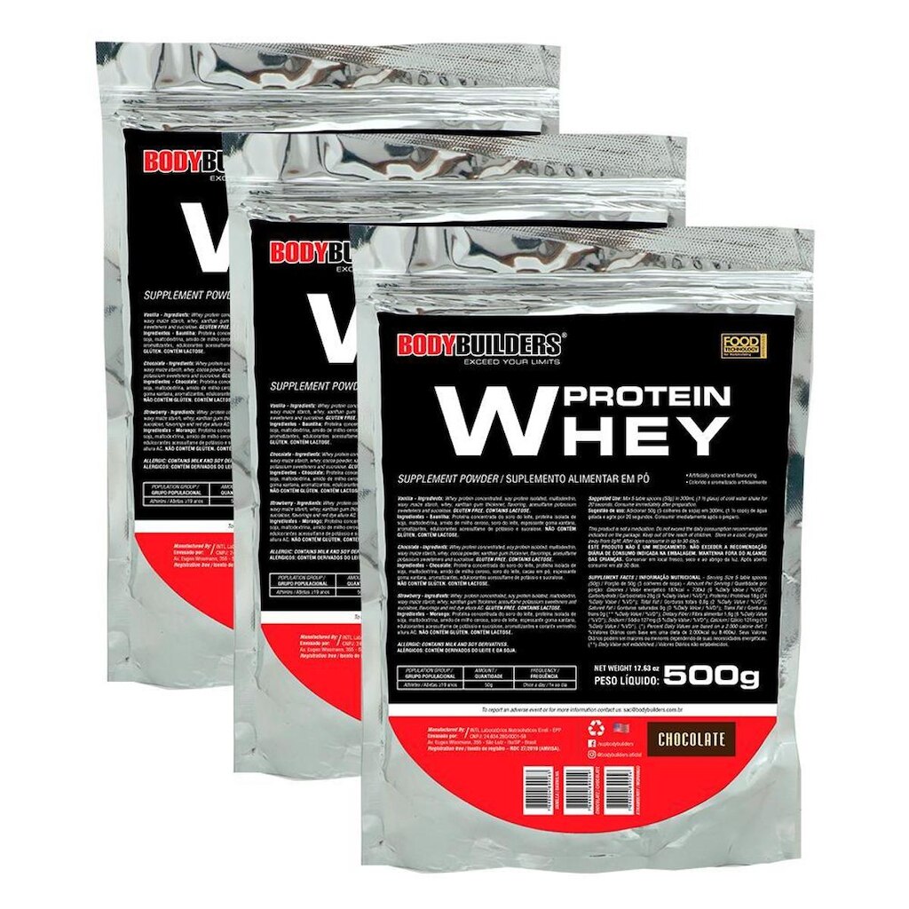 Kit - 3x Whey Protein 500g - Bodybuilders