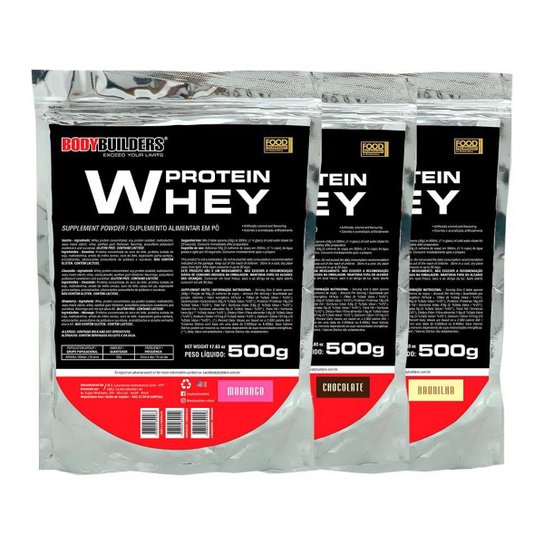 KIT 3x Whey Protein 500g - Sabor BAU - CHO - MOR - Bodybuilders Menor preço em KIT 3x Whey Protein 500g - Sabor BAU - CHO - MOR - Bodybuilders