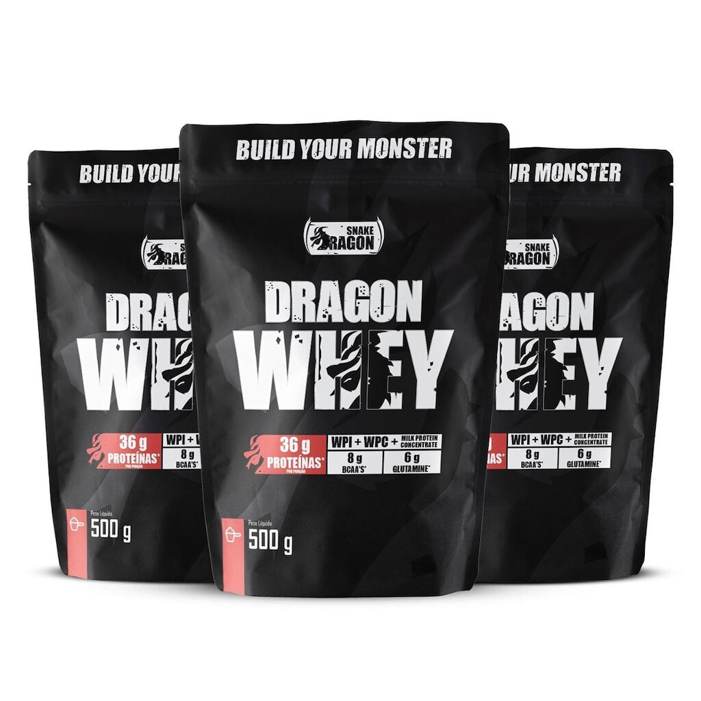 Kit 3x Whey Protein Refil 500g Snake Dragon