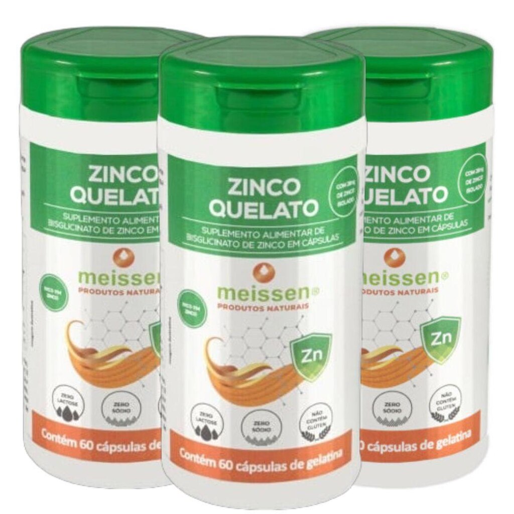 Kit 3x Zinco Quelato 60 Capsulas - Meissen