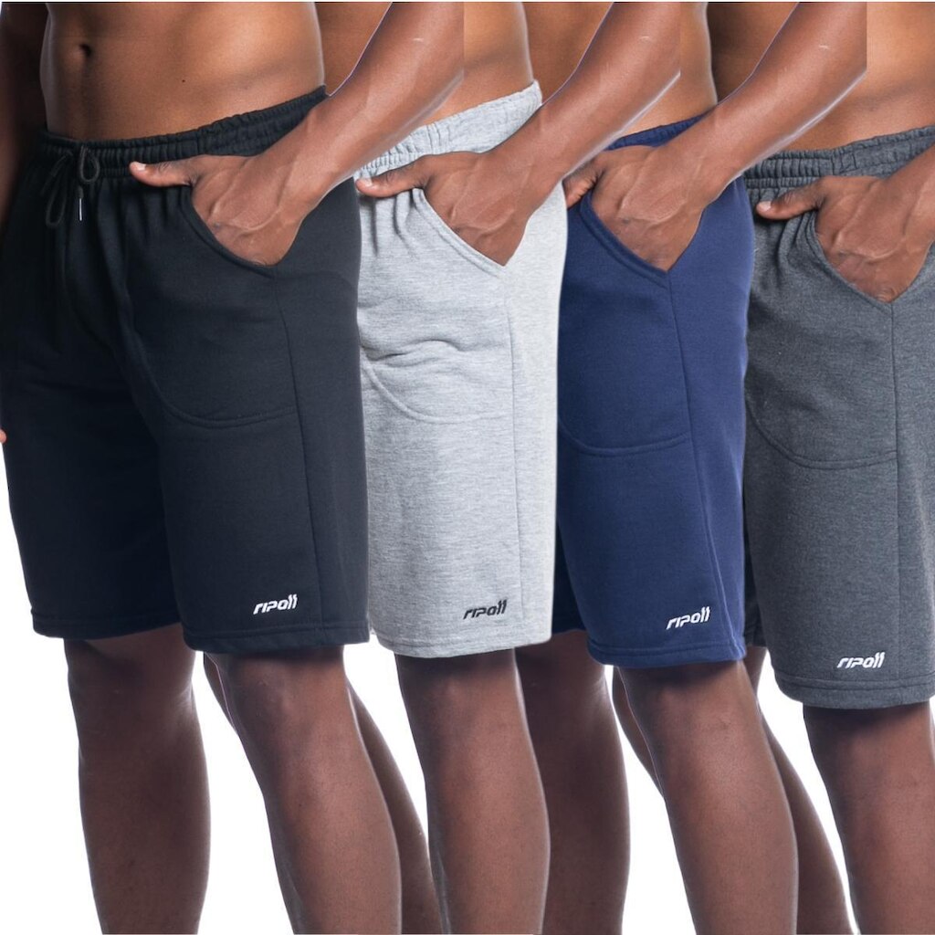 Kit 4 Bermuda Short De Moletom Masculina Com Bolso Treino