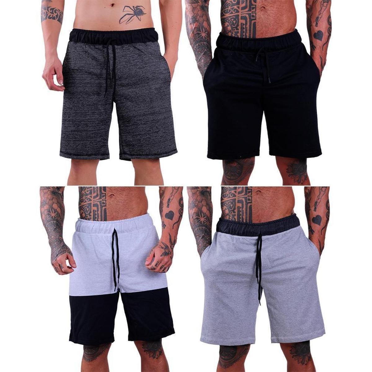 Kit 4 Bermudas Moletom MXD Conceito Básica FullPrint Sport Fit Masculina Menor preço em Kit 4 Bermudas Moletom MXD Conceito Básica FullPrint Sport Fit Masculina