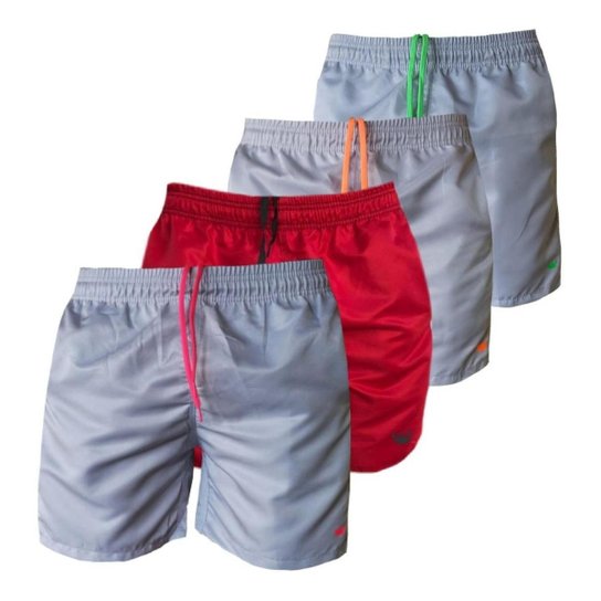 Kit 4 Bermudas Tactel Moda Praia Shorts Mauricinho - Cinza Menor preço em Kit 4 Bermudas Tactel Moda Praia Shorts Mauricinho - Cinza