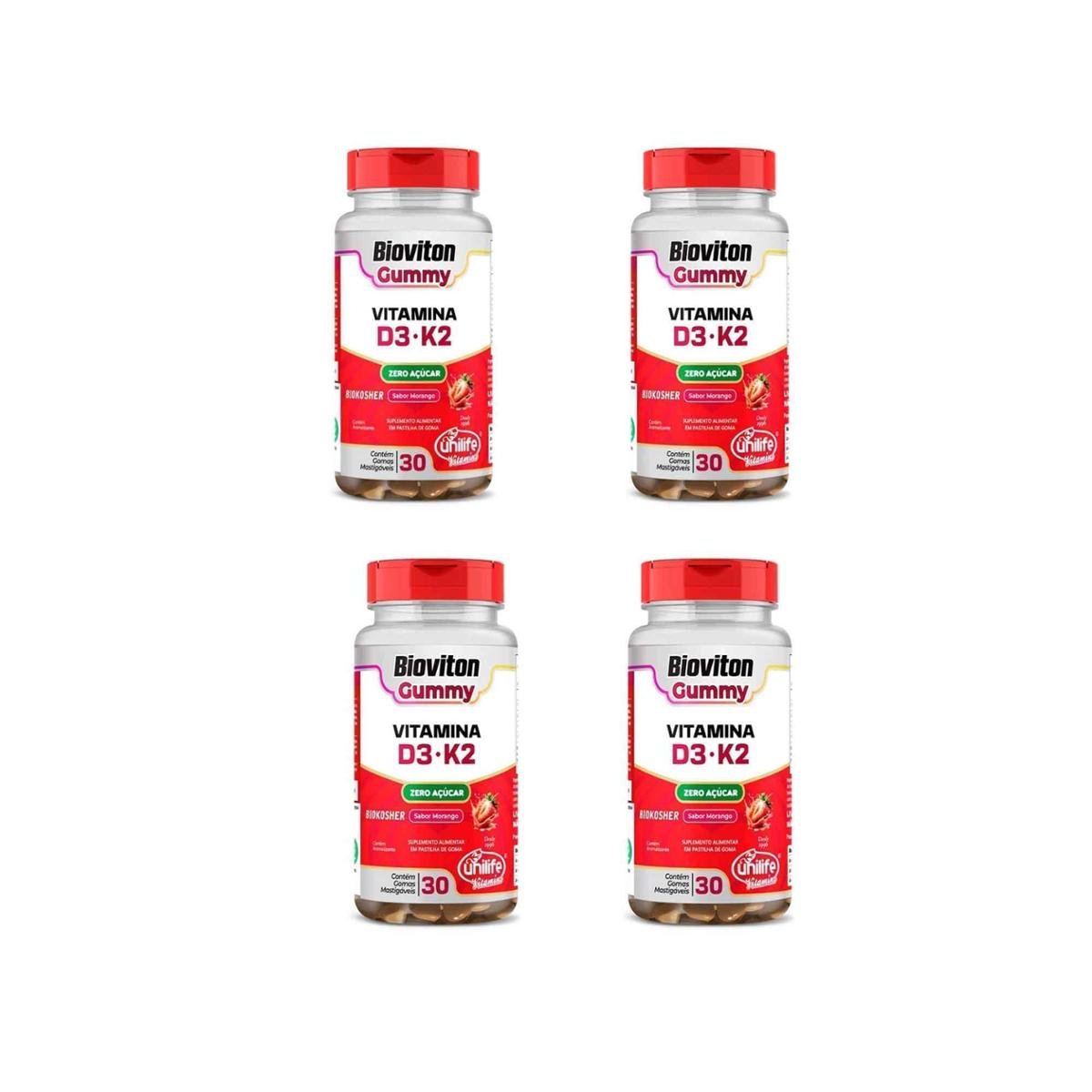 Kit 4 Bioviton Gummy Vitamina D3+K2 Morango
