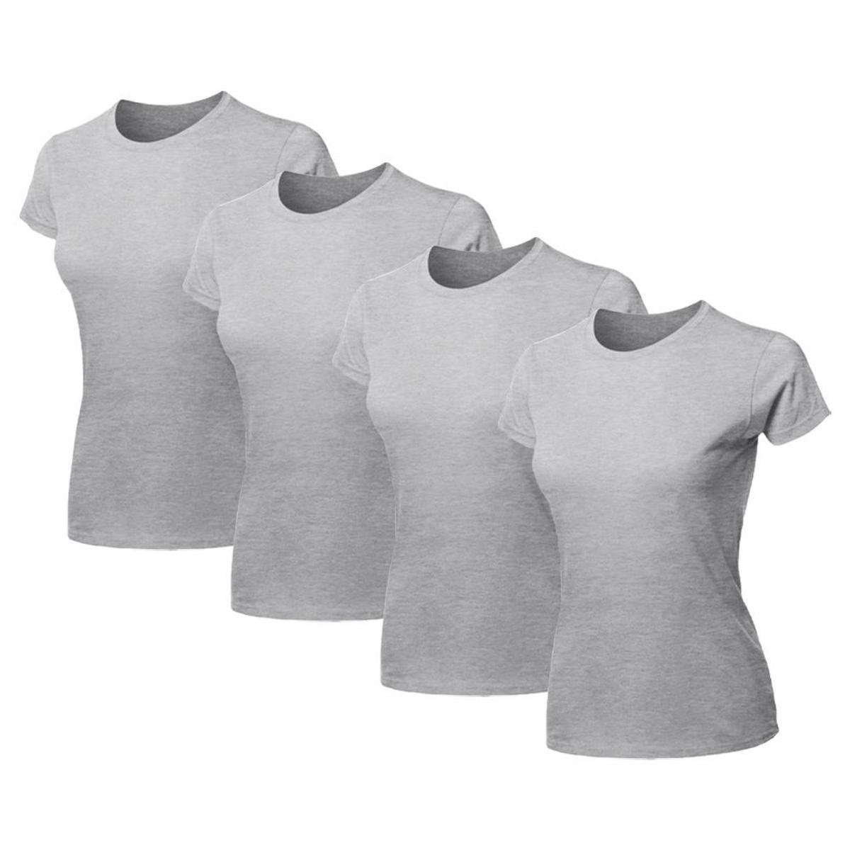 Kit 4 Blusa Feminina Camiseta Lisa Básica Algodão Camisa Baby Look Blusas Menor preço em Kit 4 Blusa Feminina Camiseta Lisa Básica Algodão Camisa Baby Look Blusas