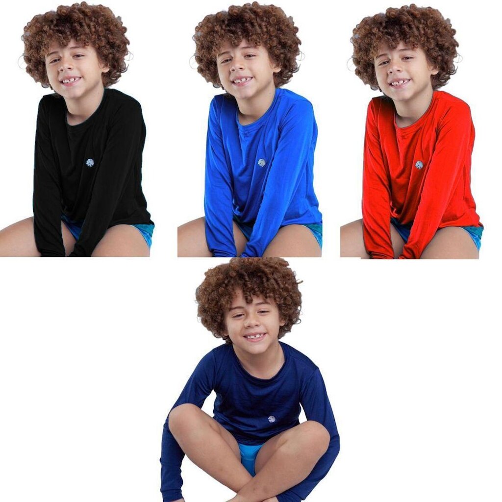 Kit 4 Blusa Infantil Térmica Uv50+ Proteção Solar Menino