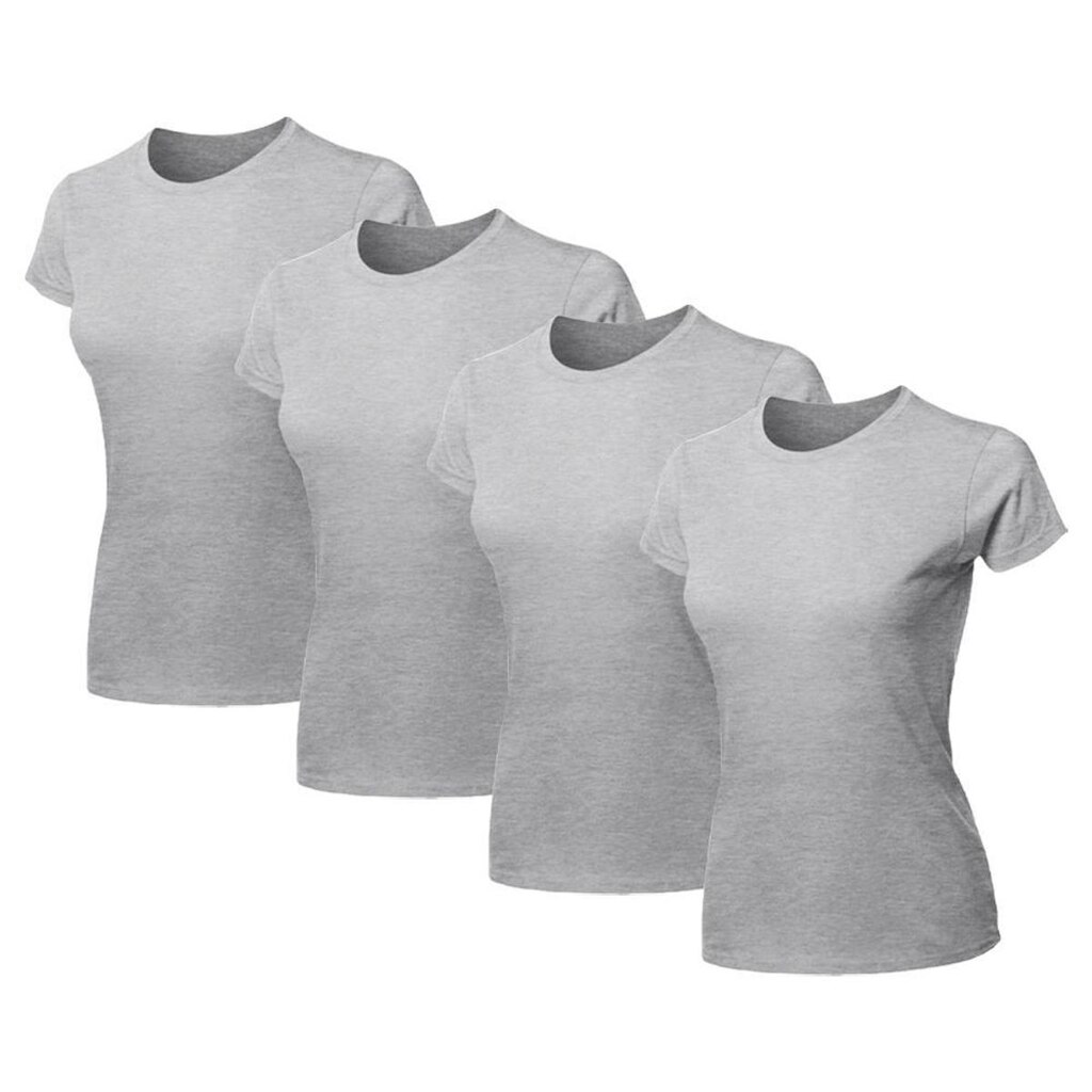Kit 4 Blusas Feminina Camiseta Lisa Básica Algodão Baby Look