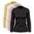 Kit 4 Blusas Feminina Dry Academia Camiseta Segunda Pele Manga Longa Proteção Solar UV - Branco+Amarelo