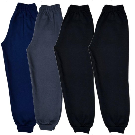 Kit 4 Calça Moletom Juvenil Menino Básico Infantil Inverno - Sortido Menor preço em Kit 4 Calça Moletom Juvenil Menino Básico Infantil Inverno - Sortido