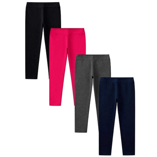 Kit 4 Calças Legging Flanelada Infantil Juvenil Menina Térmica Suplex 10 AO 16