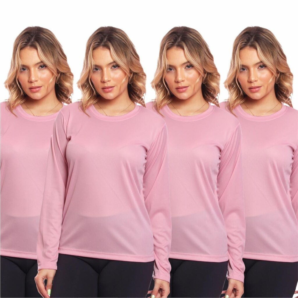 Kit 4 Camisa Feminina Camiseta Térmica Proteção Solar Uv .