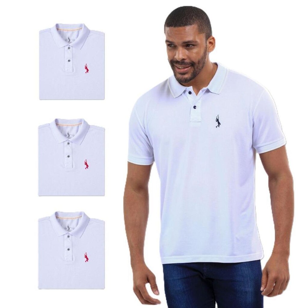Kit 4 Camisa Polo Lisa Casual Elegante Ocasiões