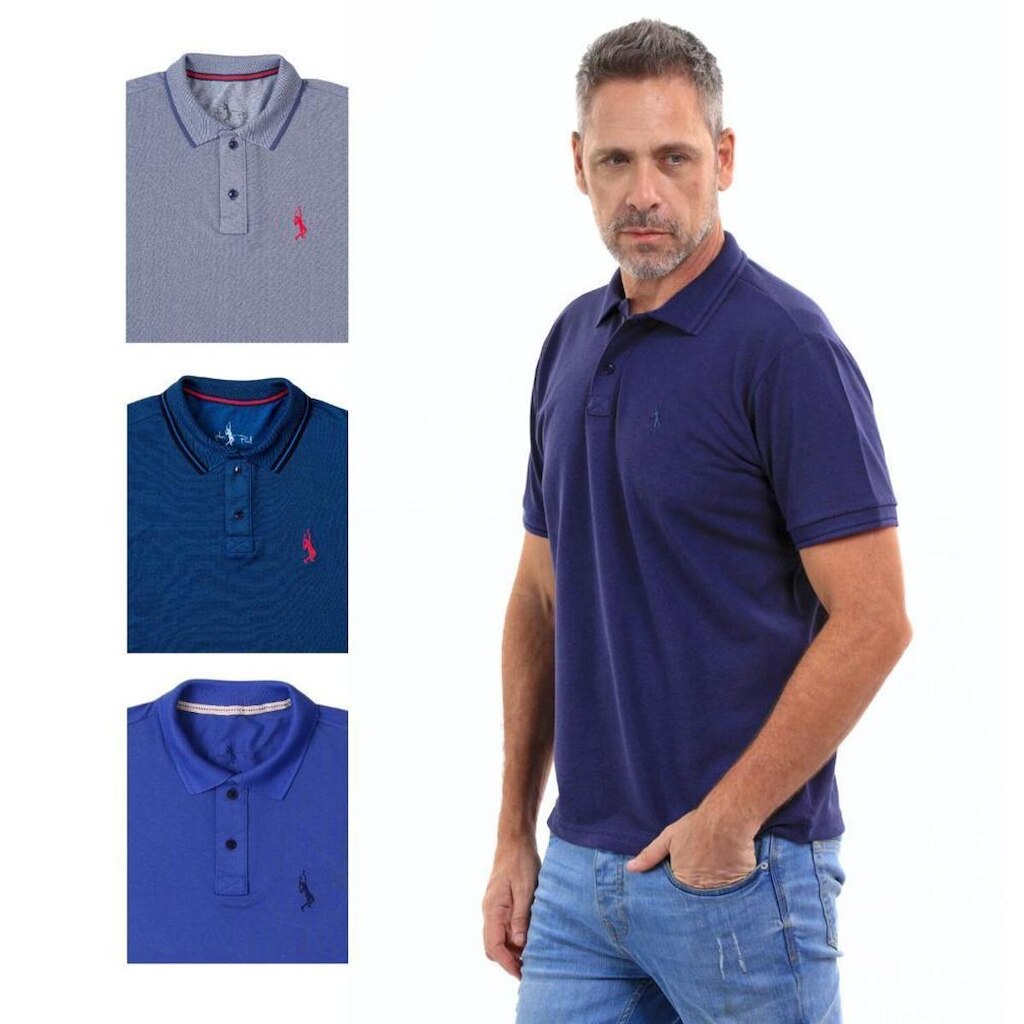 Kit 4 Camisa Polo Lisa Casual Elegante Ocasiões