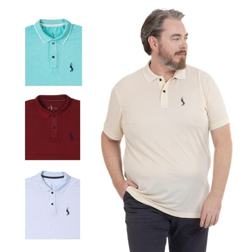 Kit 4 Camisa Polo Plus Masculina Dia a Dia