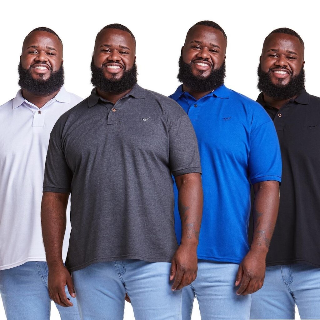 Kit 4 Camisa Polo Plus Size Masculina Piquet
