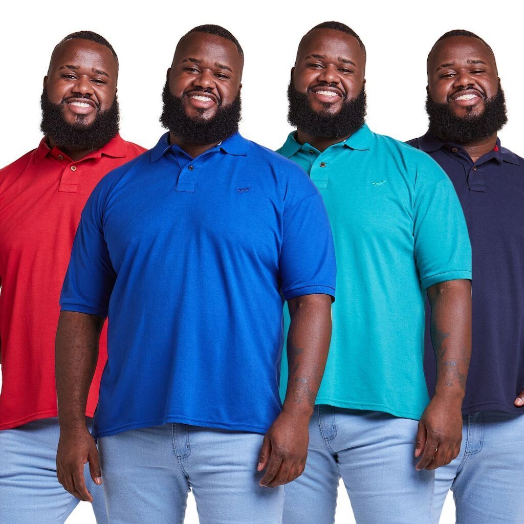 Kit 4 Camisa Polo Plus Size Masculina Piquet