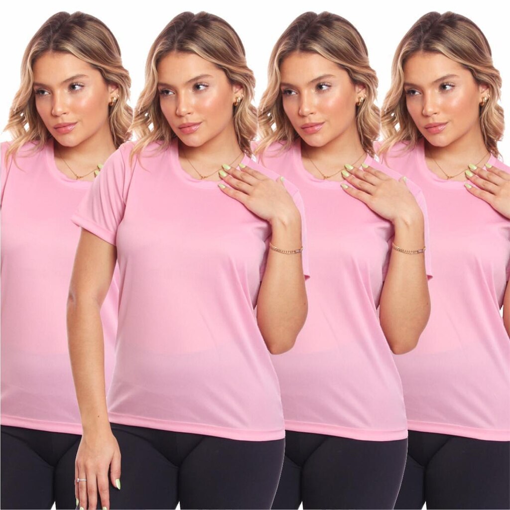 Kit 4 Camisas Academia Esportiva Com Proteção Uv Feminina