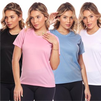 Kit 4 Camisas Academia Esportiva Com Proteção Uv Feminina