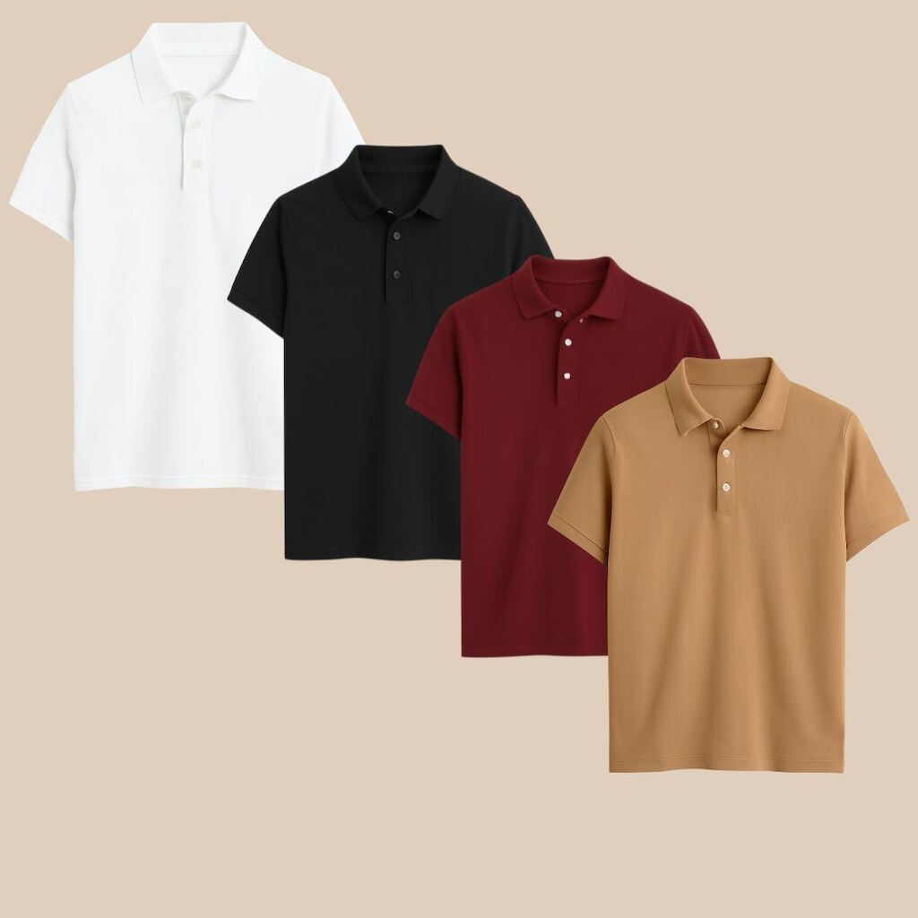 Kit 4 Camisas Polo Masculina Clássica Manga Curta com Gola e Botões Conforto e Estilo