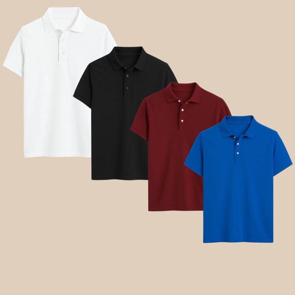 Kit 4 Camisas Polo Masculina Clássica Manga Curta com Gola e Botões Conforto e Estilo