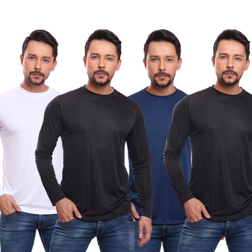 Kit 4 Camiseta DF Masculina Manga Longa Proteção Solar UV +50 Segunda Pele