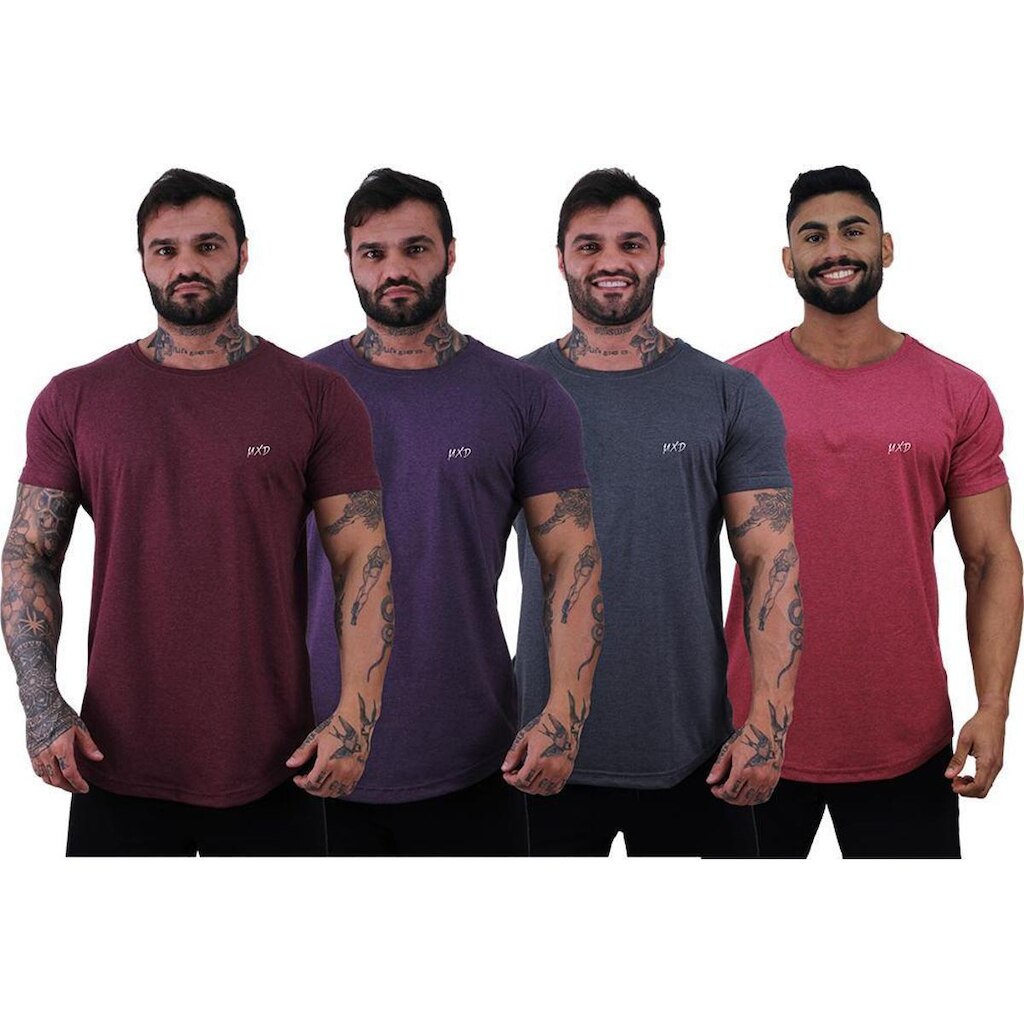 Kit 4 Camiseta Longline Estilo Básico Masculina Grife MXD