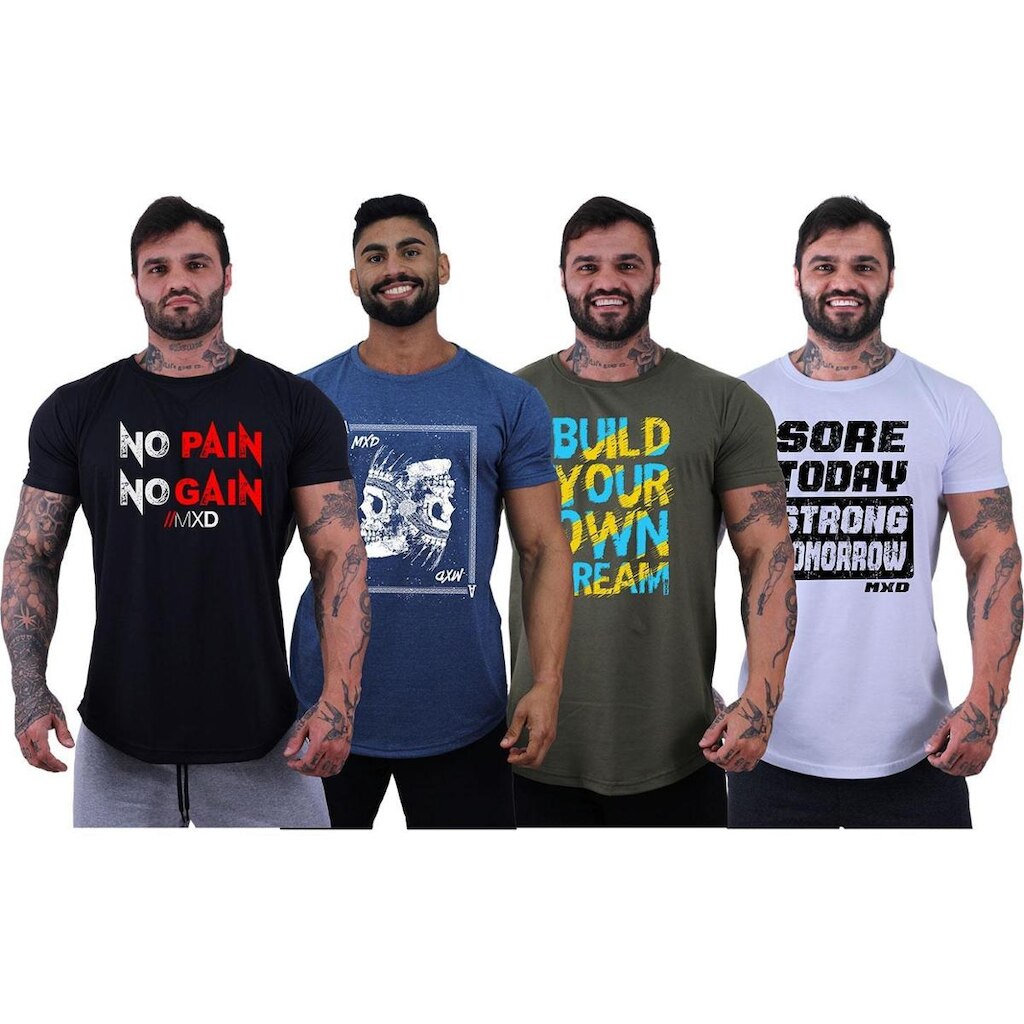 Kit 4 Camiseta Longline MXD Conceito Estampada Brasil Pátria Bandeira