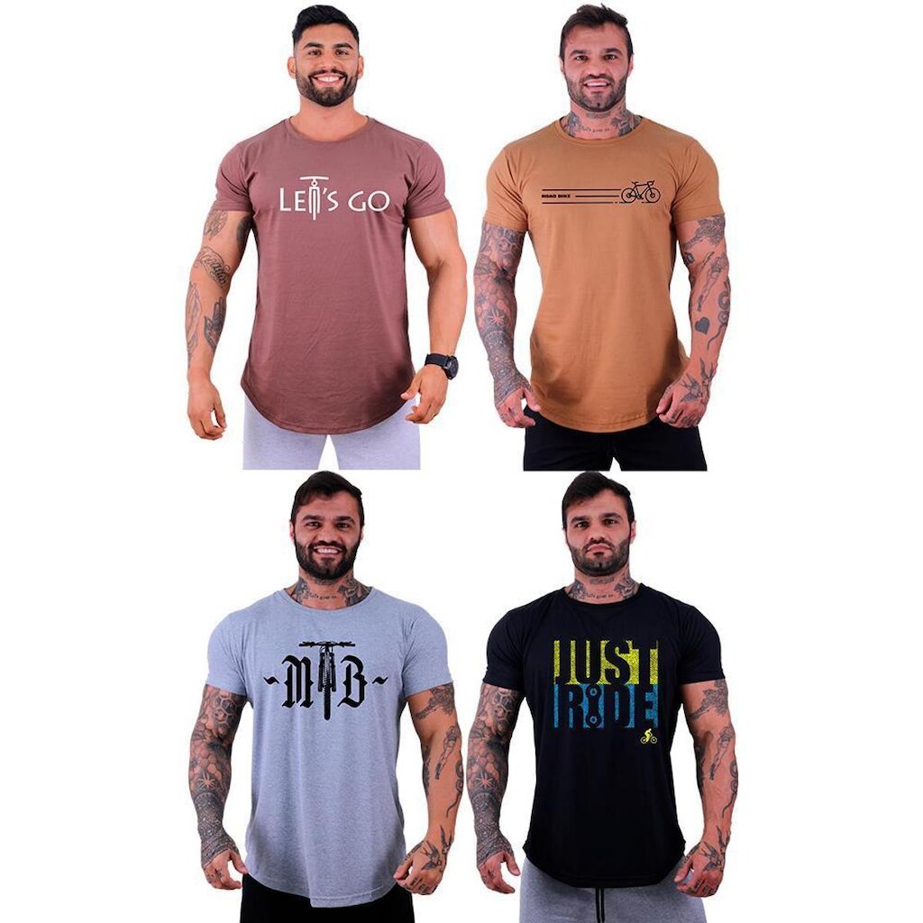 Kit 4 Camiseta Longline MXD Conceito Estampada MTB Mountain Bike Ar Livre Sport