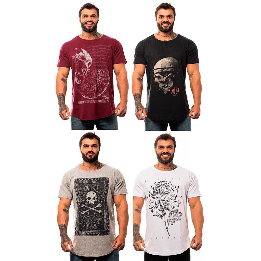 Kit 4 Camiseta Longline MXD Conceito Estampada Premium