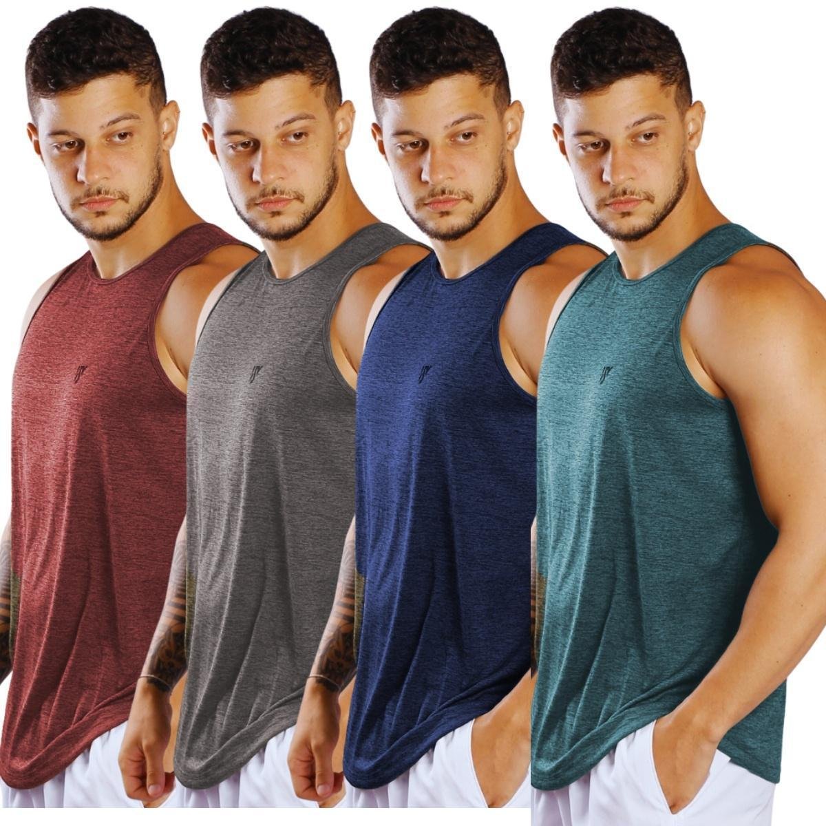 Kit 4 Camiseta Masculina Regata Dry Passeio e Treino Premium Menor preço em Kit 4 Camiseta Masculina Regata Dry Passeio e Treino Premium