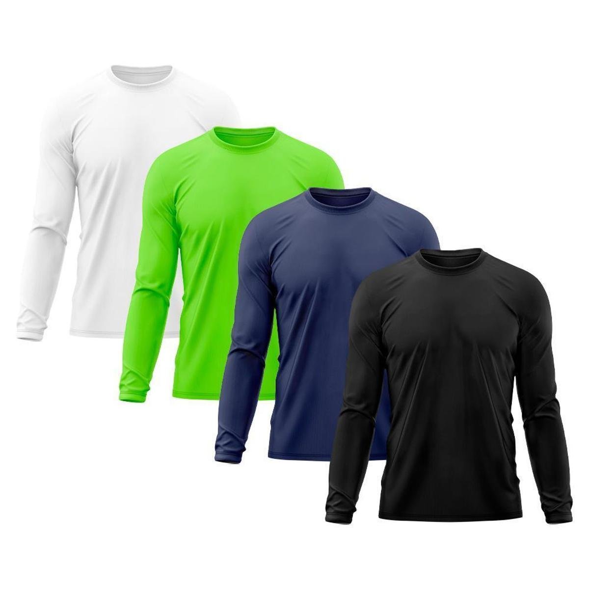 Kit Camiseta Masculina Segunda Pele Proteção Solar UV Térmica Praia Manga Longa Blusa Camisa