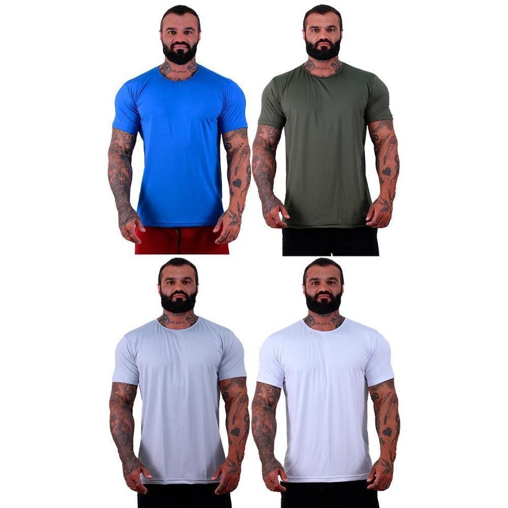 Kit 4 Camiseta Tradicional Mxd Conceito Dry Poliéster com Elastano Proteção Uv