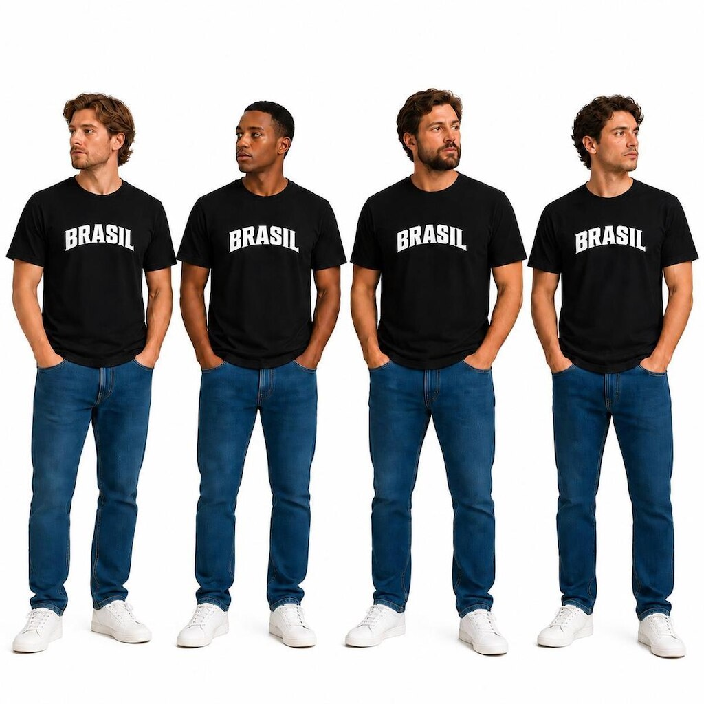 Kit 4 Camisetas Estampada Brasil Masculina Algodão Dtf Camisa Premium Original
