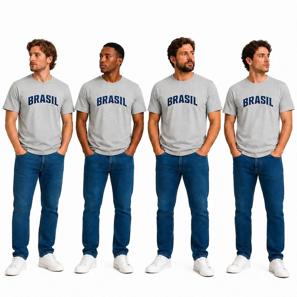 Kit 4 Camisetas Estampada Brasil Masculina Algodão Dtf Camisa Premium Original